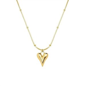 pendant necklace chain for women girls Love anti tarnish stainless steel gold stylish Neck Chain | Heart Locket | Modern Design | Birthday Gift Valentine| Aesthetic Jewellery |2