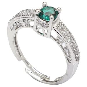 Valentines Special Silver Plated Elegant CZ American Diamond Adjustable Ring For Women
